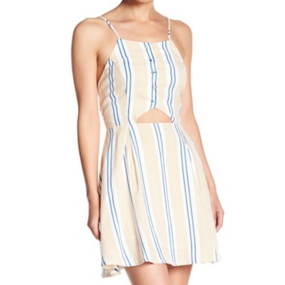 J.O.A. Spaghetti Strap Stripe Dress, S